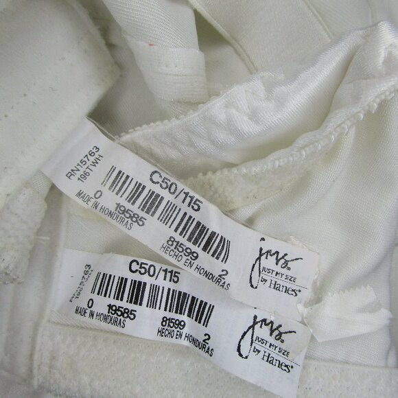 JUST MY SIZE by HANES BRA C50/115 Wht Lot of 2 - Picture 5 of 8